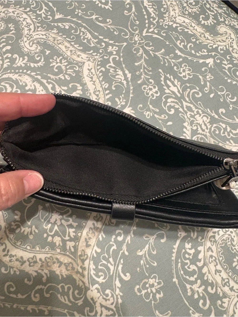 Steve Madden Black Leather Zip-Around Wristlet Clutch